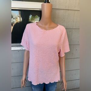Women’s Zenobia A pink crinkle short-sleeve top  Size 3X